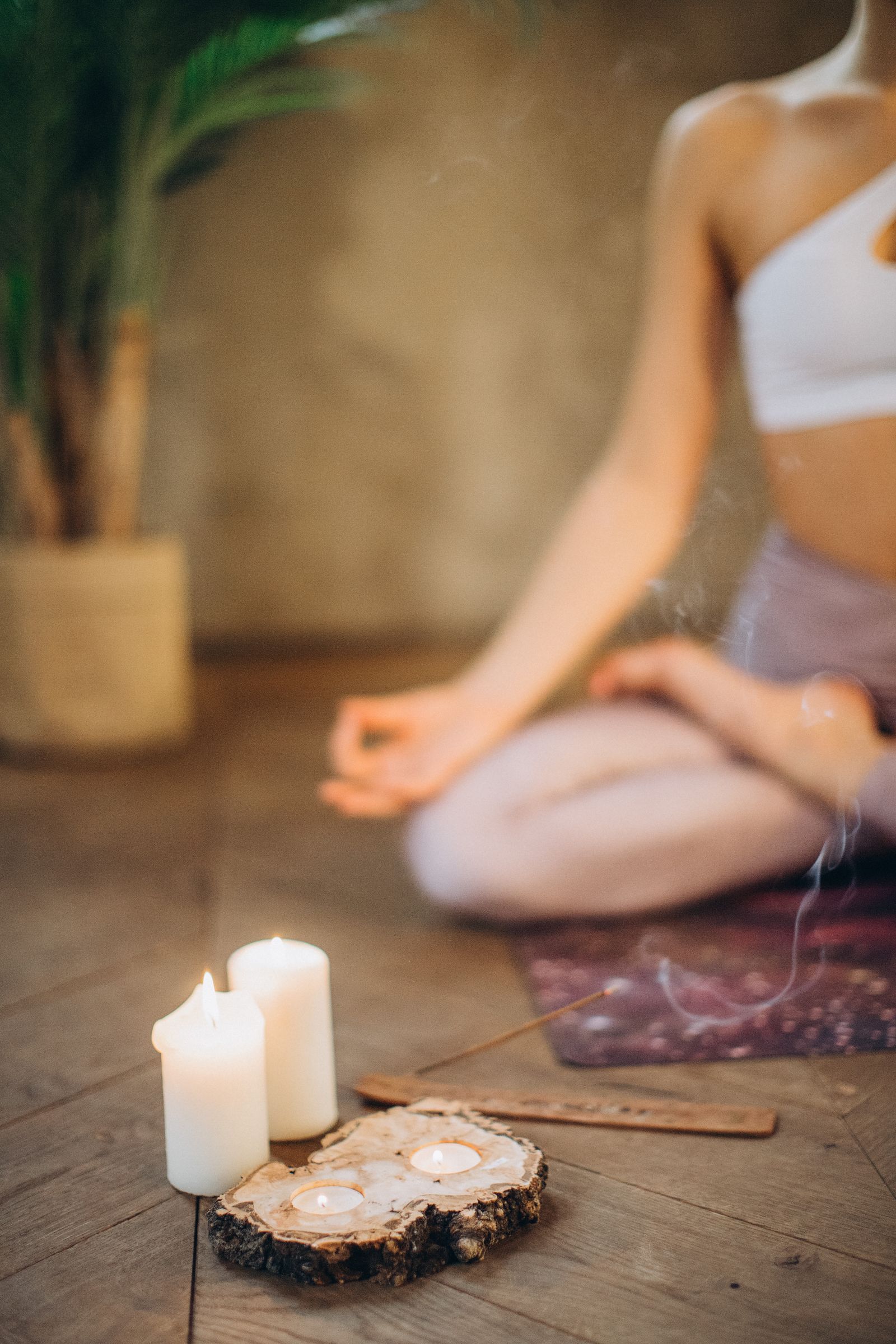 A person meditating peacefully outdoors
